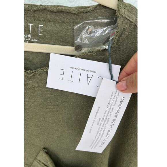 NWT Anthropology by Caite Nikola Tunic Olive Color Size XL Raw Hems - Picture 4 of 14